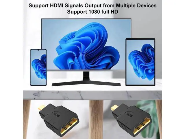 Alt view image 6 of 6 - 5 Pack Micro HDMI Male to Standard HDMI Female Adapter, Gold-Plated Converter Compatible with Cameras, Smartphones & Portable Devices
