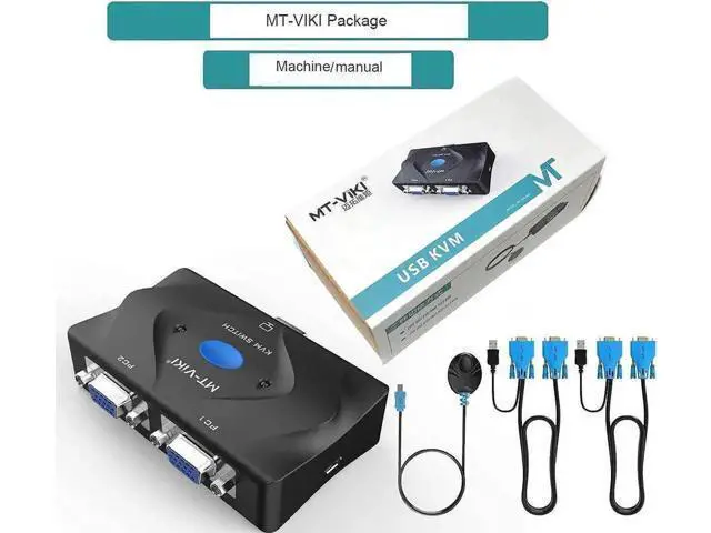 Alt view image 5 of 7 - MT-VIKI 2 Port VGA KVM Switch, VGA KVM Console with 3 USB Hub, 2 Pack 2-in-1 VGA USB Cables & Desktop Wired Selector, Share Monitor Keyboard Mouse for 2 Computers