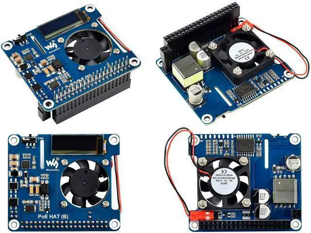 Alt view image 2 of 6 - POE HAT (B) for Raspberry Pi 4B/3B+,Power Over Ethernet HAT with 0.91" OLED,Support 802.3af PoE Network,802.3af Power-Sourcing Equipment Required