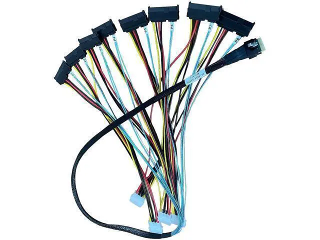 Main image of PCIe 5.0 MCIO 74Pin x8 to 8×29Pin Splitter Cable with 4 Molex Big 4-Pin Power, 100cm Server Storage Cable
