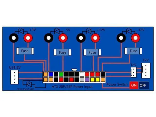 Alt view image 2 of 7 - 2Pcs 20/24Pin ATX Bench Power Breakout Board with 5V USB Port, PC ATX PSU Desktop Power Adapter Module, Blue