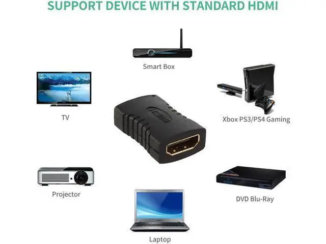 Alt view image 3 of 7 - 4 Pack HDMI Female to Female Coupler Adapter, HDMI F/F Extender Connector Compatible with PS4 HDTV HDMI Cables