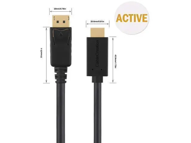 Alt view image 3 of 7 - 6FT/1.8M Active DisplayPort 1.2 to HDMI Cable, Black, Support 4K@2K, 3D Audio Video & Eyefinity Multi-Screen