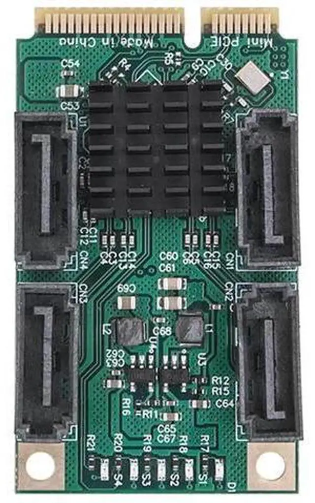 Main image of Mini PCI-E to SATA 3.0 Riser Card, M.2 B+M Key PCI-E 2.0 to 2/4 Port SATA SSD Adapter Card, 5/2.5Gbps