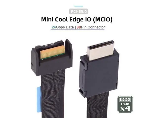 Alt view image 2 of 7 - Oculink SFF-8611 4i Male to PCI-E 5.0 MCIO 4i 38Pin SFF-TA-1016 Mini Cool Edge IO Male PCI Expansion Cable 0.5M