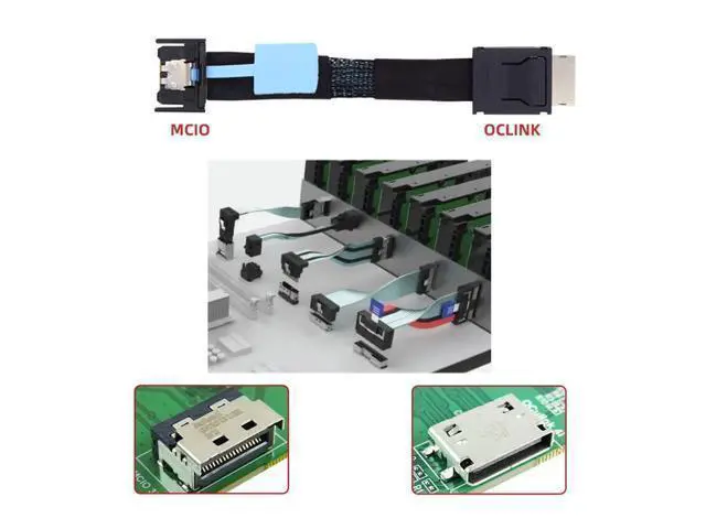 Alt view image 5 of 7 - Oculink SFF-8611 4i Male to PCI-E 5.0 MCIO 4i 38Pin SFF-TA-1016 Mini Cool Edge IO Male PCI Expansion Cable 0.5M