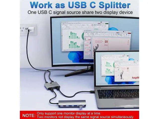 Alt view image 5 of 7 - Bi-Directional USB-C KVM Switch, 8K@60Hz 4K@144Hz Video, 100W PD & 10Gbps Data Transfer with Power Cable