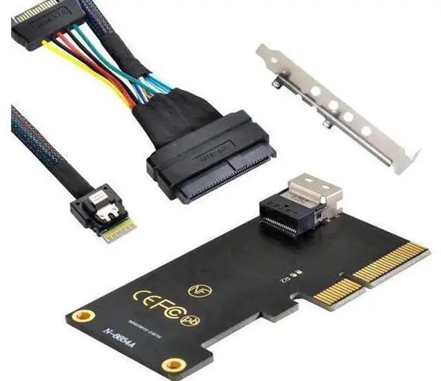 Main image of PCIe 3.0 4.0 SFF-8654 Slimline SAS Adapter Cable, SFF-8654 to SFF-8639 U.2 NVMe SSD Cable for Motherboard U2 PCIe SSD Storage Connection
