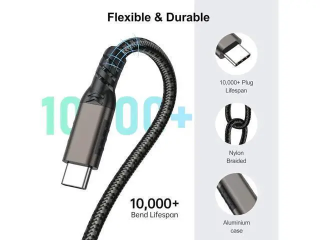 Alt view image 2 of 7 - 6.6FT/2M USB C Extension Cable, USB 3.2 Gen2 10Gbps Nylon Braided Type C Male to Female Extender Cord for MacBook, USB C Hub, Switch