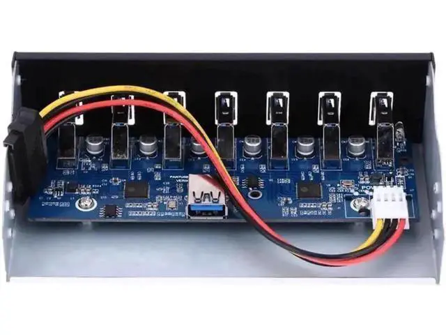 Alt view image 3 of 5 - 5.25 Inch Optical Drive Bay 7-Port USB 3.0 Front Panel Hub, 5Gbps PC Case USB Expansion Dock with 19-Pin USB 3.0 Header to Type-A Male Internal Cable