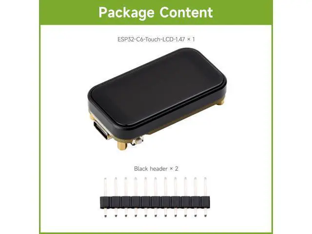 Alt view image 2 of 7 - ESP32-C6 1.47inch Touch Display Development Board, 172×320 Resolution, 262K Display Color, Supports Wi-Fi 6 / BLE 5, 160MHz RISC-V Processor