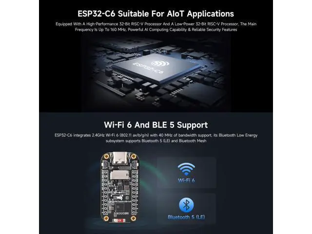 Alt view image 5 of 7 - ESP32-C6 1.47inch Touch Display Development Board, 172×320 Resolution, 262K Display Color, Supports Wi-Fi 6 / BLE 5, 160MHz RISC-V Processor