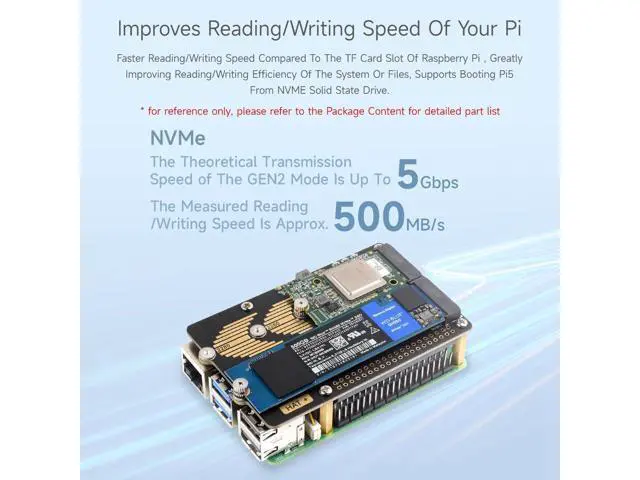 Alt view image 6 of 7 - PCIe to 2-CH M.2 HAT, Compatible with Raspberry Pi 5, Support M.2 NVMe Solid State Drive 2230 2242 2280, High-Speed Reading/Writing