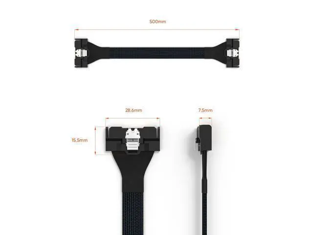 Alt view image 7 of 7 - MCIO PCIE 5.0 74Pin Male SlimSAS 8i to MCIO 8i Mini Cool Edge IO High-Speed Extender Cable