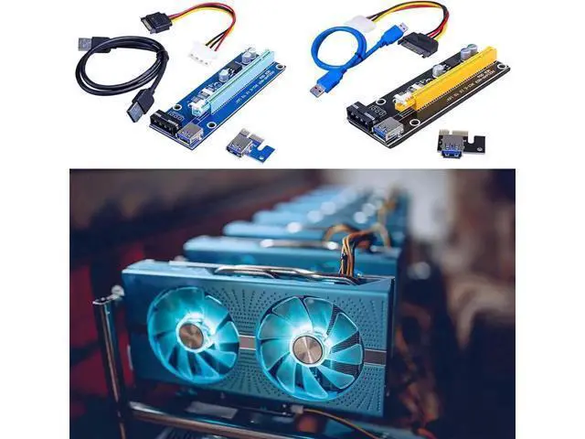 Alt view image 4 of 6 - Ver006 PCI-E Mining GPU Riser Card, 1X to 16X Extender with 0.6M USB 3.0 Cable & SATA to 6Pin Power Wire, Blue