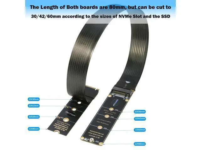 Alt view image 3 of 7 - M.2 NVMe Extension Cable, NVMe Extender for Both M Key and B+M Key SSD in Size 2280/2260/2242/2230 Support PCIe 4.0 and SATA 6Gbps(1FT)