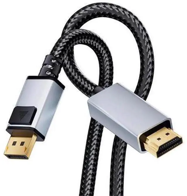Main image of 6FT/1.8M Nylon Braided Uni-Directional DP 1.2 to HDMI 1.4 Cable, Supports 4K@60Hz 2K@144Hz 3D UHD for Dell Lenovo HP NVIDIA AMD Monitor PC