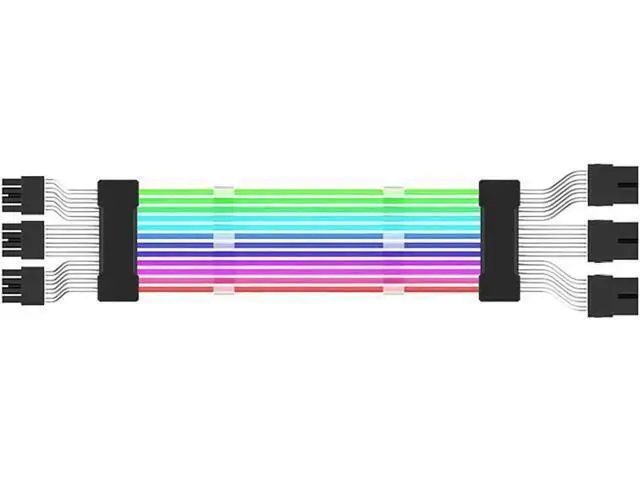 Alt view image 6 of 6 - 3×PCIe 8Pin ARGB GPU Power Extension Cable, 5V 3Pin Addressable RGB Synchronizable Graphics Card Extension Cord, 10.43 Inches Length