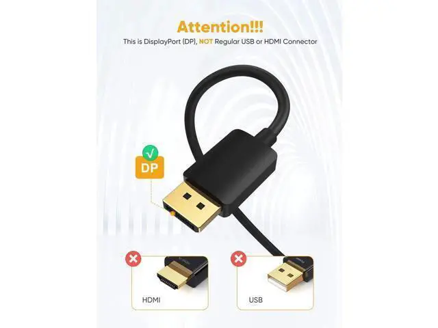 Alt view image 2 of 7 - 8FT Active Unidirectional DP 1.4 to HDMI Cable, Support 4K@60Hz 2K@144Hz 1080P@144Hz for Monitor
