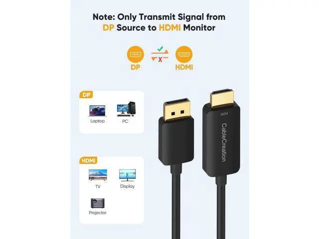Alt view image 5 of 7 - 8FT Active Unidirectional DP 1.4 to HDMI Cable, Support 4K@60Hz 2K@144Hz 1080P@144Hz for Monitor