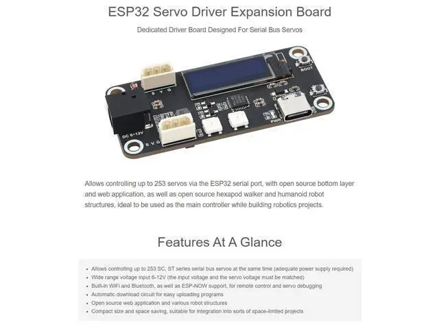 Alt view image 2 of 7 - ESP32 Servo Driver Expansion Board Built-in WiFi Dedicated Driver Board Designed for Serial Bus Servos
