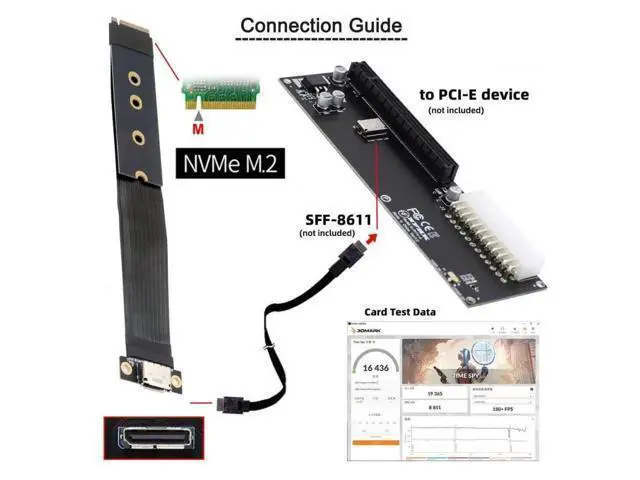 Alt view image 2 of 7 - 15cm PCIe 4.0 M.2 M-Key to OCuLink SFF-8611/SFF-8612 Host Cable, 2280 NGFF Adapter Wire for NVMe U.2 SSD & External eGPU