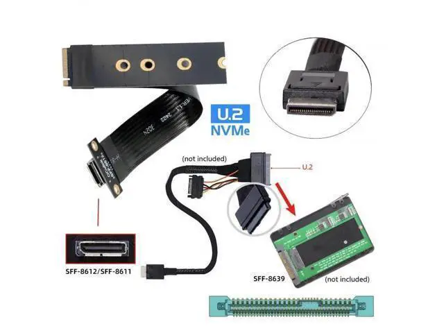 Alt view image 5 of 7 - 15cm PCIe 4.0 M.2 M-Key to OCuLink SFF-8611/SFF-8612 Host Cable, 2280 NGFF Adapter Wire for NVMe U.2 SSD & External eGPU
