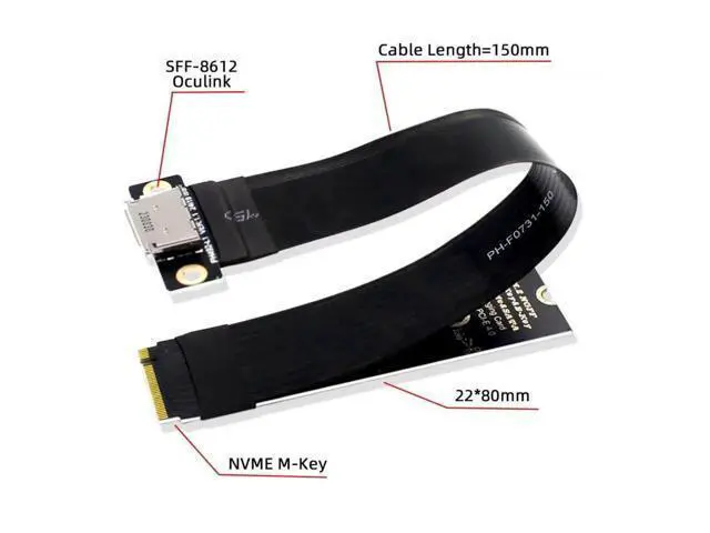 Alt view image 6 of 7 - 15cm PCIe 4.0 M.2 M-Key to OCuLink SFF-8611/SFF-8612 Host Cable, 2280 NGFF Adapter Wire for NVMe U.2 SSD & External eGPU