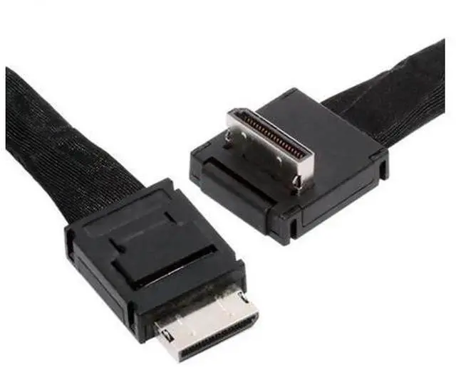 Main image of 80cm Down-Angled 90° OCuLink SFF-8611 4i Active Data Cable, PCIe 4.0 SFF8611 Male to Male Cord for eGPU & High-Speed SSD