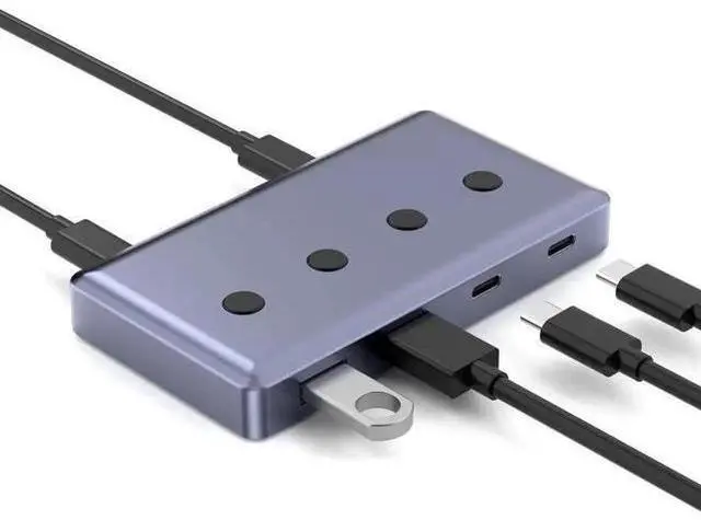 Main image of 6 Port USB 3.2 Hub Splitter, USB-A & USB-C Ports with USB-C Power Input, 10Gbps High Speed Data Hub for PC, External HDD, Flash Drives, Keyboard and USB Peripherals
