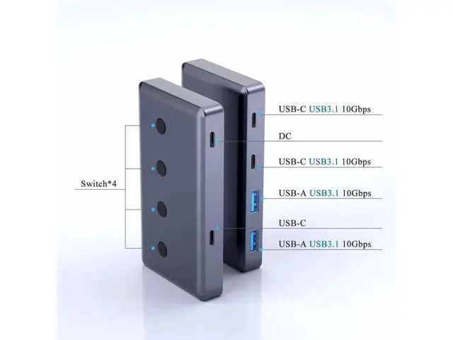 Alt view image 4 of 7 - 6 Port USB 3.2 Hub Splitter, USB-A & USB-C Ports with USB-C Power Input, 10Gbps High Speed Data Hub for PC, External HDD, Flash Drives, Keyboard and USB Peripherals
