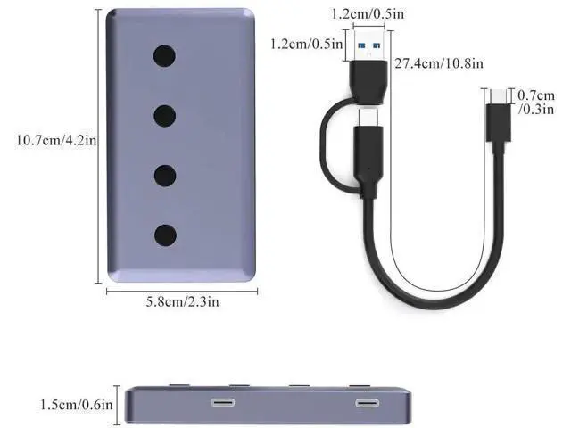 Alt view image 6 of 7 - 6 Port USB 3.2 Hub Splitter, USB-A & USB-C Ports with USB-C Power Input, 10Gbps High Speed Data Hub for PC, External HDD, Flash Drives, Keyboard and USB Peripherals