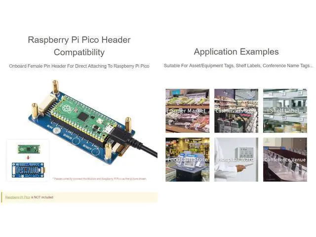 Alt view image 6 of 7 - 2.9inch E-Paper E-Ink Display Module for Raspberry Pi Pico 296×128 Pixels Black/White Partial Refresh Support with SPI Interface