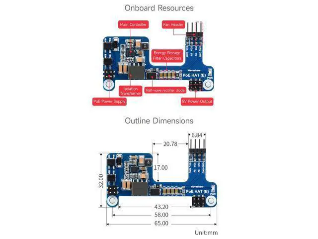Alt view image 7 of 7 - PoE HAT (E) Compatible with Raspberry Pi 3B+/4B 802.3af-Compliant, Fully Isolated Switched-Mode Power Supply (SMPS)