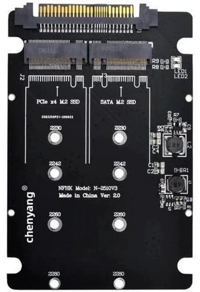 Main image of 2-in-1 M.2 NVMe PCIe & SATA NGFF to U.2 SFF-8639 Adapter Card, Passive Signal Riser for 2230/2242/2260/2280 M.2 SSD, ONLY Compatible with U.2 Port, NVMe Cannot Convert to SATA