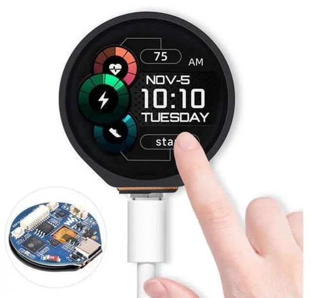 Main image of ESP32-S3 Development Board, with 1.28inch Round Touch LCD, Compact Size, Accelerometer and Gyroscope Sensor
