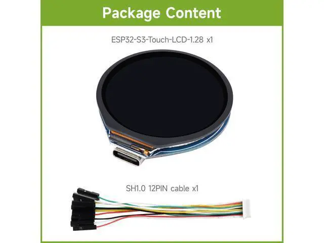 Alt view image 2 of 7 - ESP32-S3 Development Board, with 1.28inch Round Touch LCD, Compact Size, Accelerometer and Gyroscope Sensor