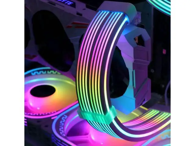 Alt view image 3 of 7 - White 2×8Pin (6+2) PCIe ARGB GPU Power Extension Cable, 5V 3Pin Addressable RGB Four-Sided Full Lighting PSU Cord for Custom Gaming PC Builds