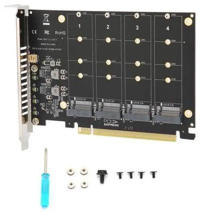 Main image of Zunate M.2 NVME to PCIe X16 Adapter, M Key Hard Drive Converter Reader Expansion Card, 4 Port NVMe to PCI-e Host Controller Expansion Card (ph44)