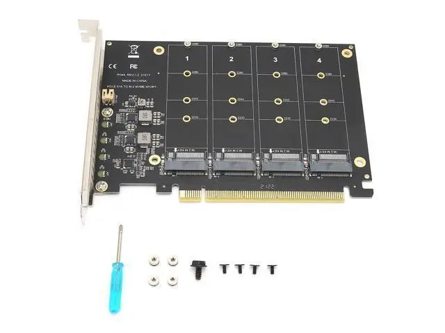 Alt view image 4 of 5 - Zunate M.2 NVME to PCIe X16 Adapter, M Key Hard Drive Converter Reader Expansion Card, 4 Port NVMe to PCI-e Host Controller Expansion Card (ph44)