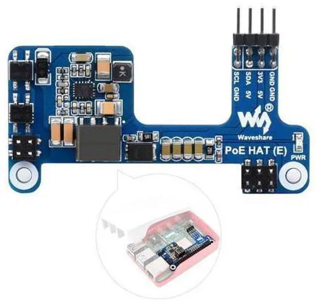 Main image of PoE HAT (E) Compatible with Raspberry Pi 3B+/4B 802.3af-Compliant, Fully Isolated Switched-Mode Power Supply (SMPS)