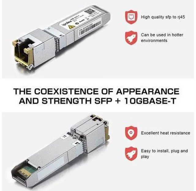 Alt view image 3 of 6 - 10G SFP+ to RJ45 Transceiver, 10GBase-T Copper SFP+ Module, 10Gb Ethernet Adapter for Cisco SFP-10G-T, Ubiquiti UniFi UACC-CM-RJ45-MG, Netgear, TP-Link, Synology and More