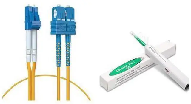 Main image of Fiber Optic Network Kit: SC Single Mode Duplex Patch Cable + SC Fiber Optic Cleaning Pen