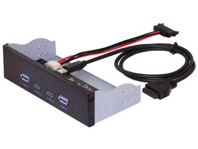 Alt view image 6 of 7 - 5.25 Inch Optical Drive Bay Front Panel Hub, 4-Port USB 3.0 + USB-C Motherboard Expansion Adapter for Desktop PC Chassis