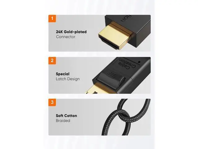 Alt view image 4 of 7 - 6FT Active DisplayPort to HDMI Braided Cable, 4K@30Hz 3D Eyefinity Multi-Screen Cord 1.83M Black for GPU Monitor