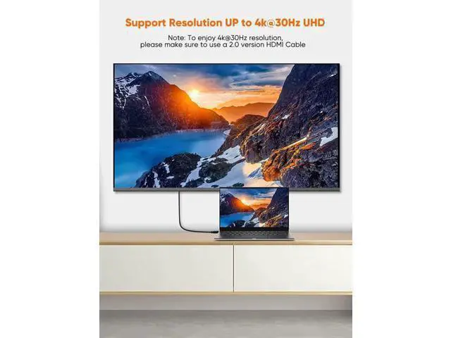 Alt view image 6 of 7 - 6FT Active DisplayPort to HDMI Braided Cable, 4K@30Hz 3D Eyefinity Multi-Screen Cord 1.83M Black for GPU Monitor