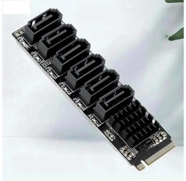 Main image of NVMe M.2 to SATA 3 Expansion Card, NGFF M Key M2 to SATA3 Controller Port Multiplier, Internal M.2 NVMe Slot to Multiple SATA III Ports Converter for Desktop HDD & SSD Storage Expansion