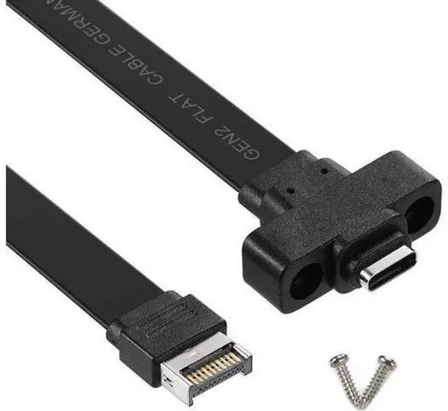 Main image of 57cm USB 3.1 Gen2 Type-E to Type-C Front Panel Extension Cable, 10Gbps Internal Adapter Cable with Mount Screw