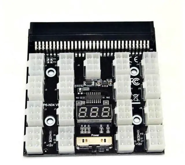 Main image of 12V PCI-E 17-Port 6Pin Server PSU Breakout Board Adapter, HP Server Power Supply Converter for BTC ETH GPU Mining Rig & Antminer Equipment