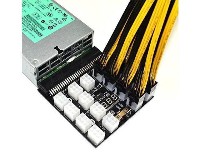 Alt view image 5 of 6 - 12V PCI-E 17-Port 6Pin Server PSU Breakout Board Adapter, HP Server Power Supply Converter for BTC ETH GPU Mining Rig & Antminer Equipment